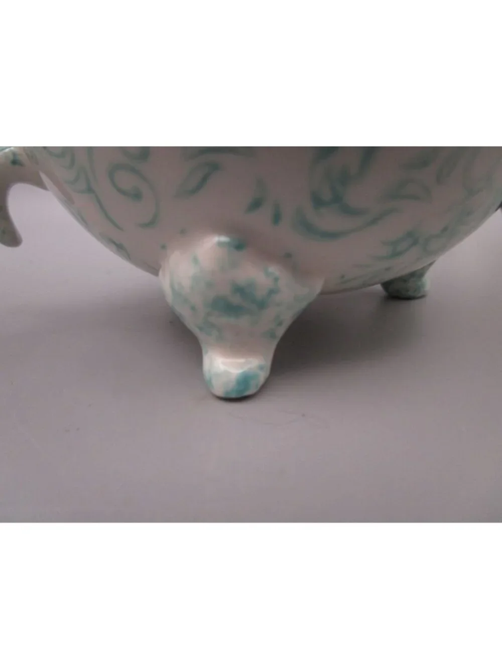 Anthropologie Attingham Collection Stoneware Footed Cup Handle Blue White Swirl